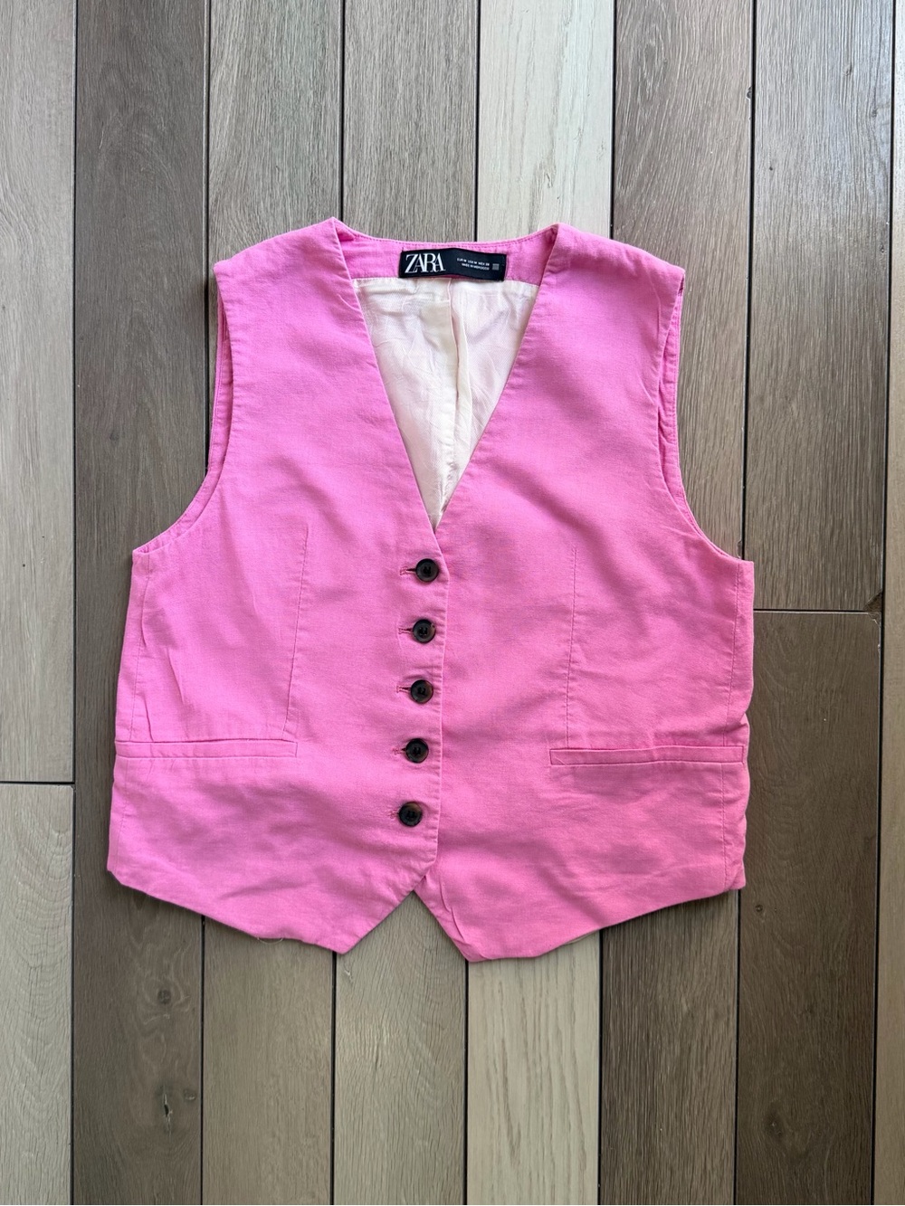 Zara Bright Pink V-Neck Sleeveless Vest